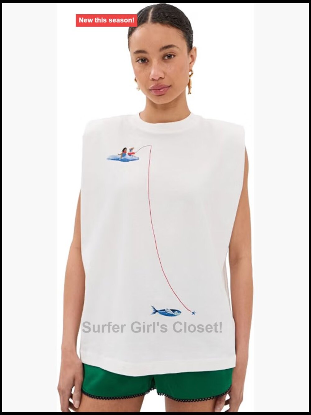 FARM Rio Fishing Dreams Tank Top - Womens Sleeveless Cotton Graphic Tee